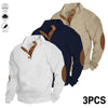 Jacquard Stand Collar Henley Sweatshirt