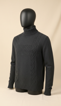 High-Collar Knit Sweater in Italian Merino