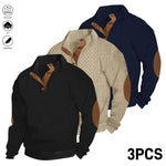 Jacquard Stand Collar Henley Sweatshirt