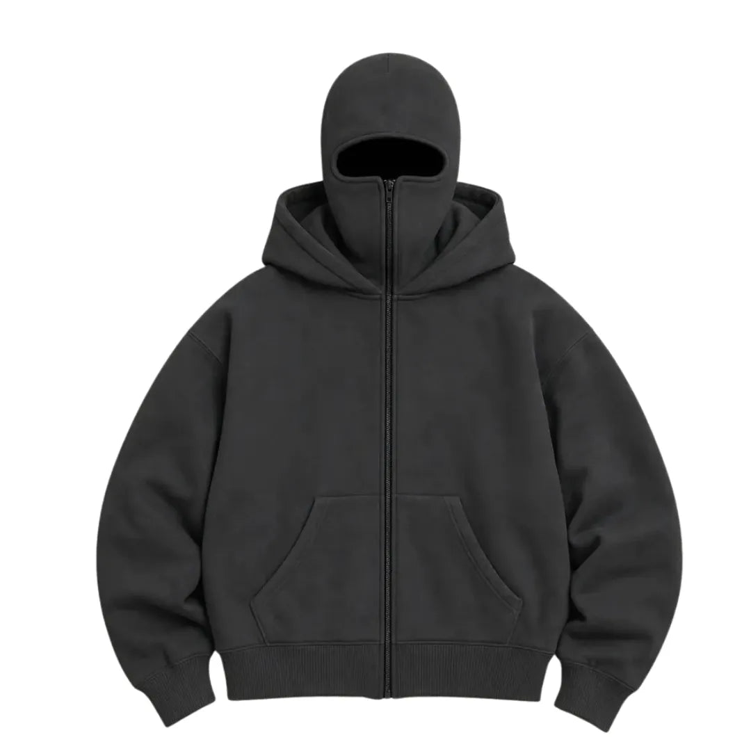 ANTI SOCIAL BALACLAVA ZIP-UP HOODIE - Dark Gray - 3XL