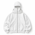 ANTI SOCIAL BALACLAVA ZIP-UP HOODIE - White - 3XL