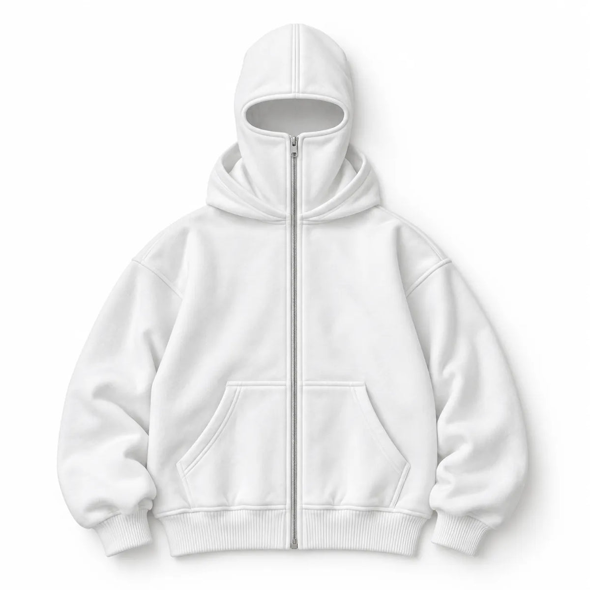 ANTI SOCIAL BALACLAVA ZIP-UP HOODIE - White - 3XL
