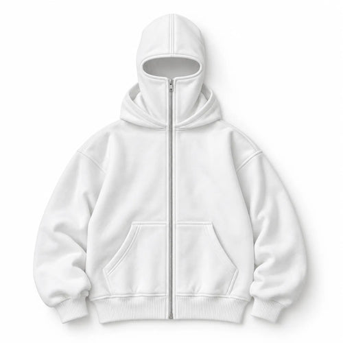 ANTI SOCIAL BALACLAVA ZIP-UP HOODIE - White - 3XL