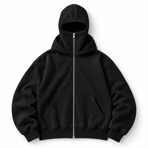 ANTI SOCIAL BALACLAVA ZIP-UP HOODIE - Black - 3XL