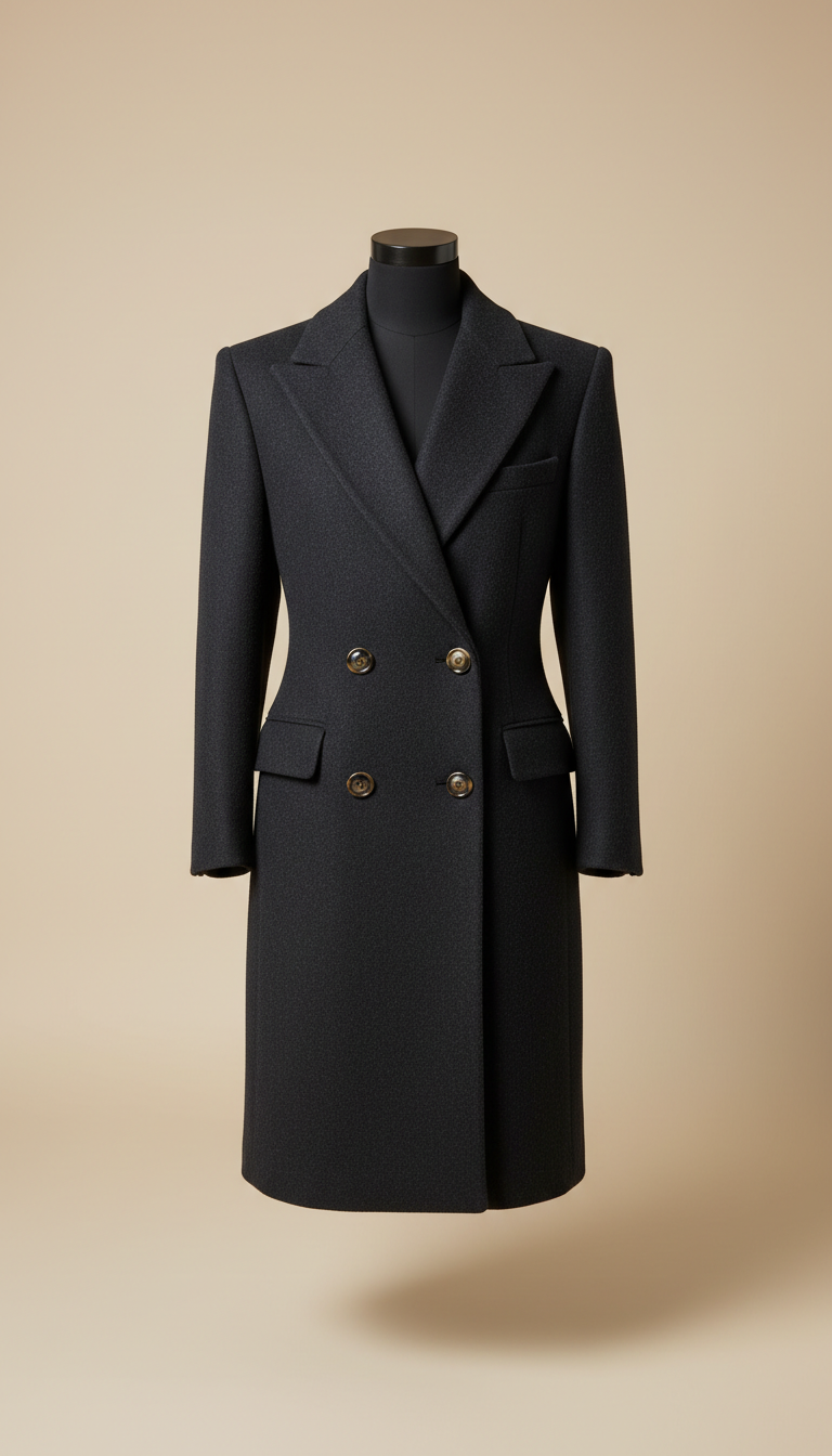 Structured Wool Overcoat with Double Vent