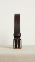Matte Leather Belt with Sculpted Buckle